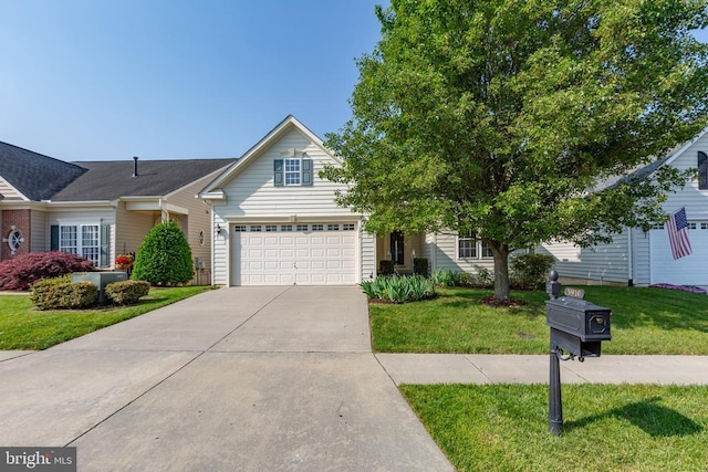 5910 Carnifex Ferry Rd W, Fredericksburg, VA 22407 - view of front of property featuring driveway, a front lawn, and a garage