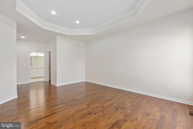 5910 Carnifex Ferry Rd W, Fredericksburg, VA 22407 - spare room with a tray ceiling, crown molding, wood finished floors, baseboards, and recessed lighting
