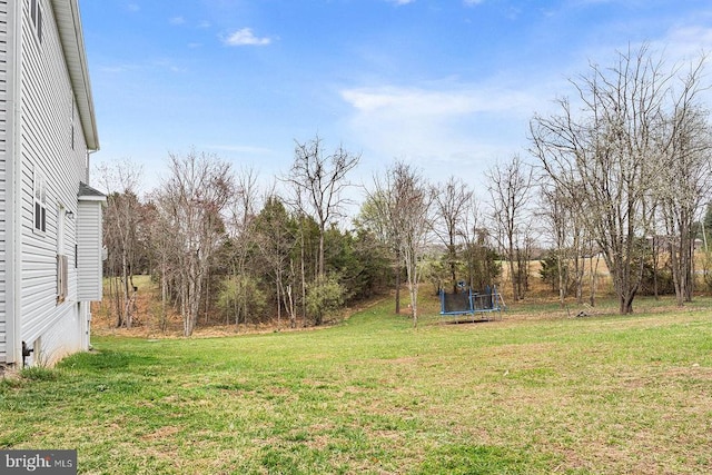 view of yard with a trampoline