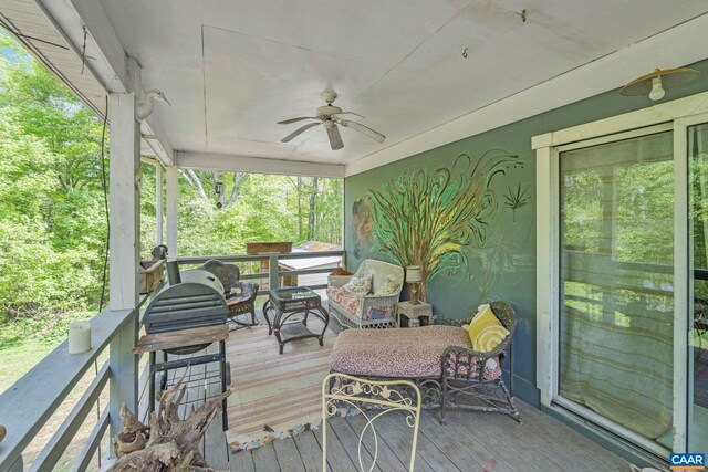 1842 Ed Jones Rd, Scottsville, VA 24590 - deck featuring ceiling fan