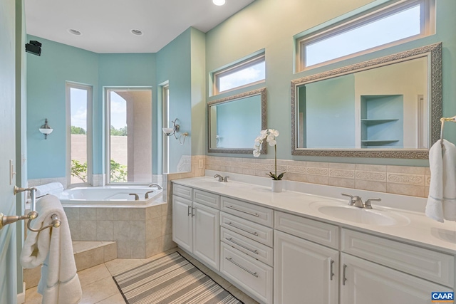 408 Kent Ln, Kents Store, VA 23084 - full bath with a bath, double vanity, and tile patterned flooring