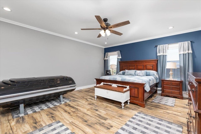845 Forrest Dr, Stanley, VA 22851 - bedroom with recessed lighting, light wood finished floors, crown molding, ceiling fan, and baseboards