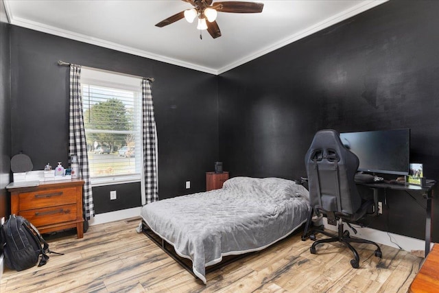 845 Forrest Dr, Stanley, VA 22851 - bedroom with ornamental molding, a ceiling fan, and wood finished floors