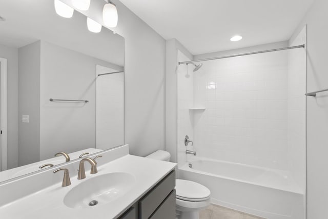 2910 Rutlege Rd Unit 175, Rockingham, VA 22801 - full bathroom with toilet, vanity, tile patterned flooring, washtub / shower combination, and recessed lighting