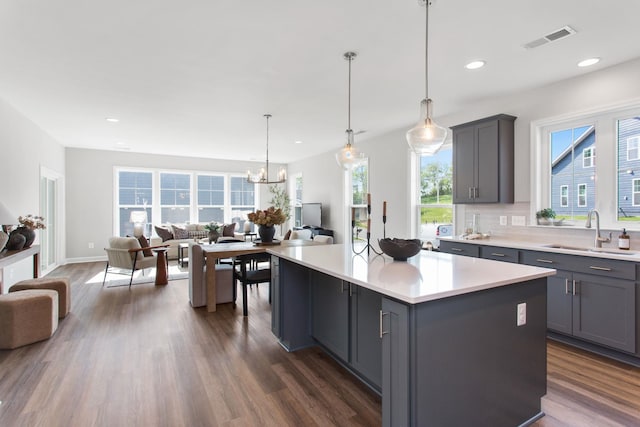 2910 Rutlege Rd Unit 175, Rockingham, VA 22801 - kitchen with a sink, open floor plan, gray cabinets, light countertops, and recessed lighting