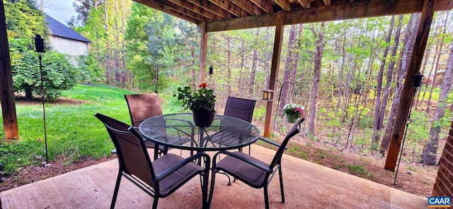 2 Forest Ct, Zion Crossroads, VA 22942 - view of patio / terrace with outdoor dining space and a view of trees