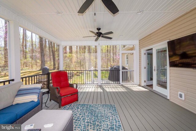 11523 Red Rock Ln, Bumpass, VA 23024 - sunroom / solarium with ceiling fan and plenty of natural light