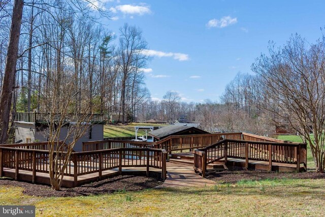 11523 Red Rock Ln, Bumpass, VA 23024 - wooden deck featuring a yard