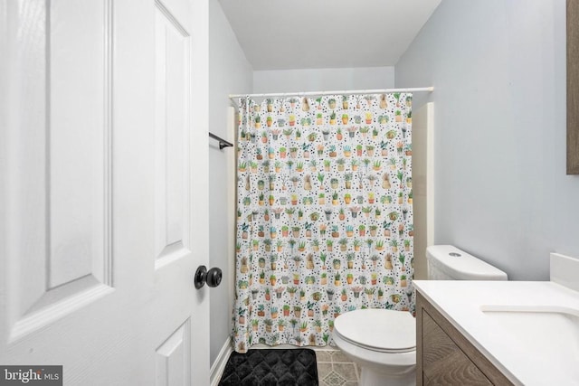 13104 Willow Point Dr, Fredericksburg, VA 22408 - bathroom with toilet, a shower with curtain, and vanity
