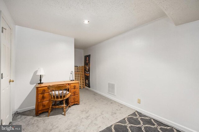 13104 Willow Point Dr, Fredericksburg, VA 22408 - carpeted office with a textured ceiling, baseboards, and recessed lighting