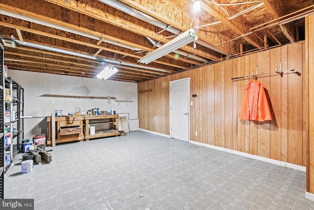 12017 Stonehenge Dr, Fredericksburg, VA 22407 - unfinished below grade area with wooden walls and carpet floors
