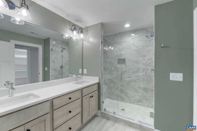 3 Lonicera Way, Charlottesville, VA 22911 - full bath with a stall shower, visible vents, a sink, and double vanity