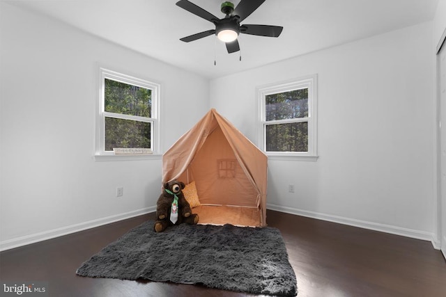 13179 Scotts Mill Rd, Culpeper, VA 22701 - recreation room with wood finished floors, baseboards, and a ceiling fan