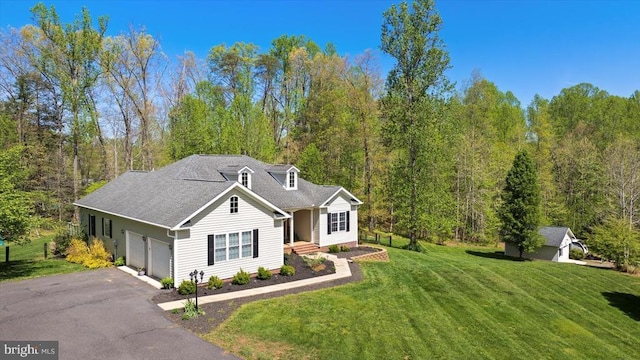 279 Carriage Ln, Madison, VA 22727 - ranch-style home featuring a front yard, driveway, a forest view, and an attached garage