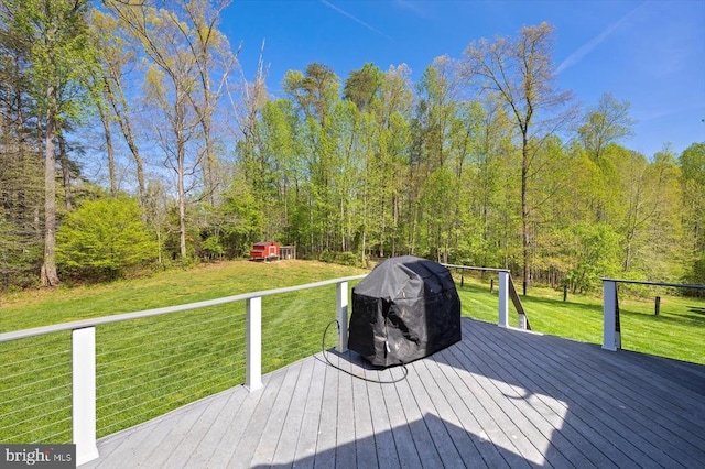 279 Carriage Ln, Madison, VA 22727 - deck featuring a yard, area for grilling, and a view of trees