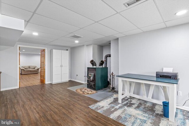279 Carriage Ln, Madison, VA 22727 - office featuring wood finished floors, baseboards, a paneled ceiling, and recessed lighting