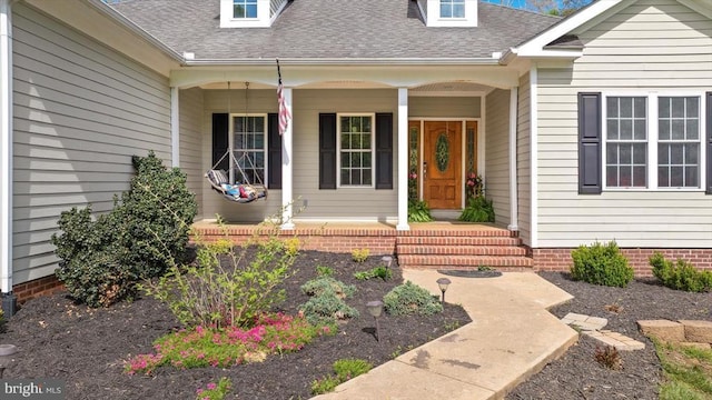 279 Carriage Ln, Madison, VA 22727 - view of exterior entry with a shingled roof and a porch