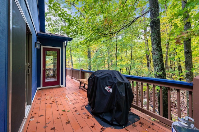 deck featuring area for grilling