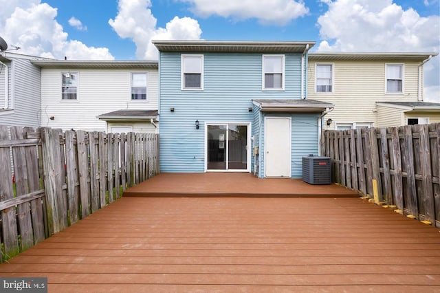 5143 Cottonwood Ct, Fredericksburg, VA 22407 - wooden terrace featuring cooling unit and a fenced backyard