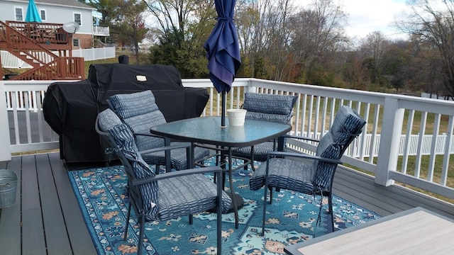 7 Rolla Mill Rd, Verona, VA 24482 - wooden deck featuring outdoor dining area and stairs