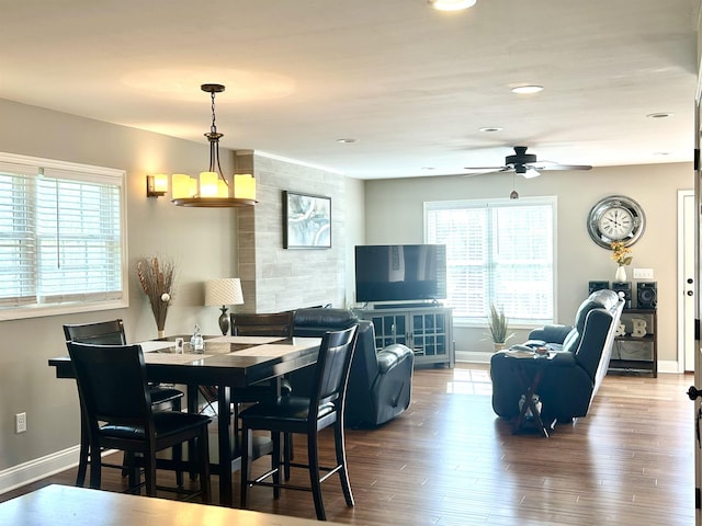 7 Rolla Mill Rd, Verona, VA 24482 - dining space featuring baseboards, a ceiling fan, wood finished floors, and recessed lighting