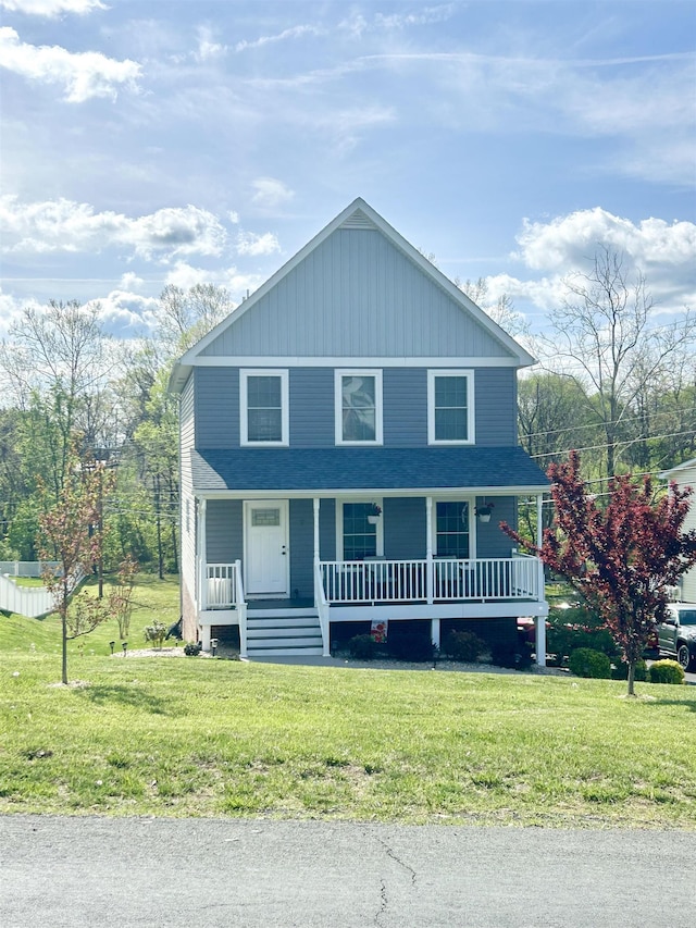 7 Rolla Mill Rd, Verona, VA 24482 - view of front of house featuring a porch, a front yard, and a shingled roof