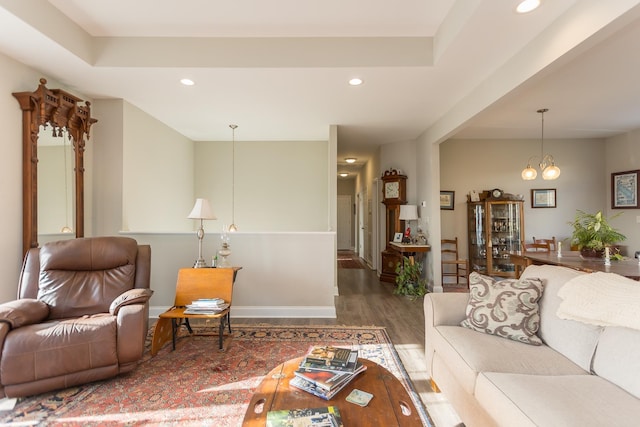 123 Beauregard Dr, Staunton, VA 24401 - living room with wood finished floors, recessed lighting, and a chandelier