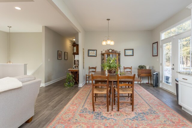 123 Beauregard Dr, Staunton, VA 24401 - dining area featuring dark wood-style flooring, a chandelier, and recessed lighting