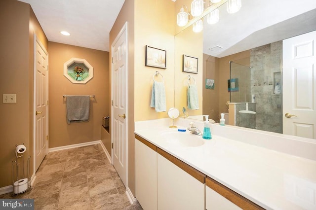 106 Tallwood Trl, Locust Grove, VA 22508 - full bathroom featuring a walk in shower, vanity, and recessed lighting