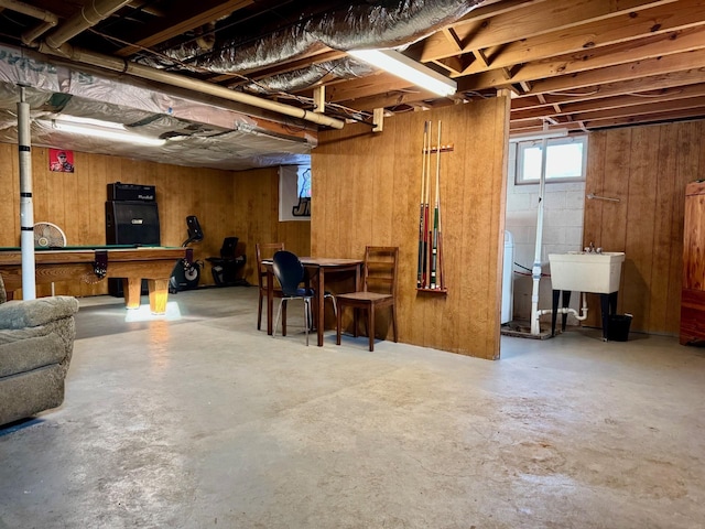 8127 Briery Branch Rd, Dayton, VA 22821 - basement featuring wood walls and pool table
