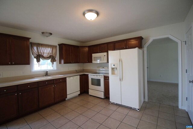 10 Lady Slipper Dr, Waynesboro, VA 22980 - kitchen featuring white appliances, a sink, light countertops, and light tile patterned flooring
