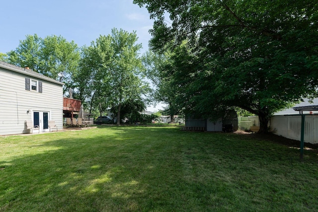 146 Harper St, Weyers Cave, VA 24486 - view of yard featuring french doors and a wooden deck