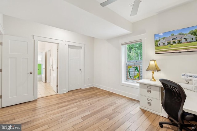 11206 Preswick Ln, Spotsylvania, VA 22551 - office space with light wood-style flooring, ceiling fan, and baseboards