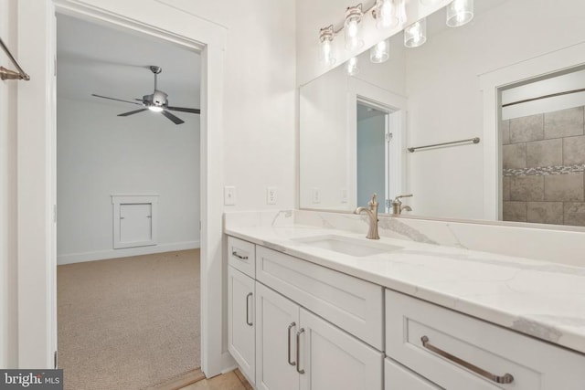 11206 Preswick Ln, Spotsylvania, VA 22551 - bathroom with vanity, ceiling fan, and baseboards