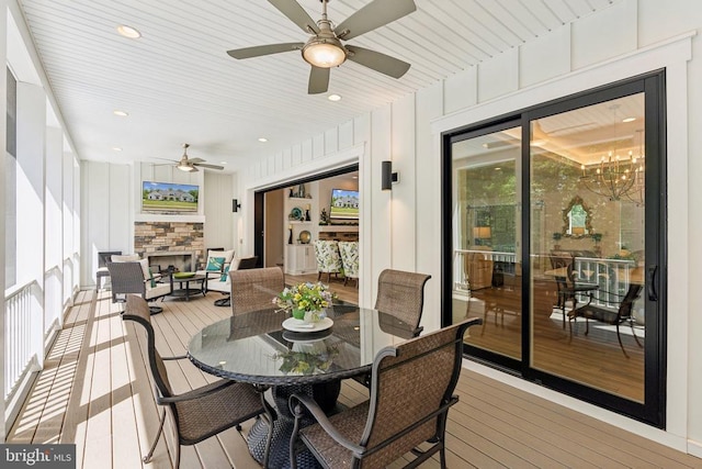11206 Preswick Ln, Spotsylvania, VA 22551 - sunroom / solarium with a ceiling fan, plenty of natural light, and outdoor dining area