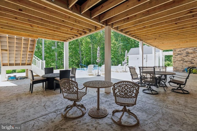 11206 Preswick Ln, Spotsylvania, VA 22551 - view of patio / terrace featuring outdoor dining area and stairs