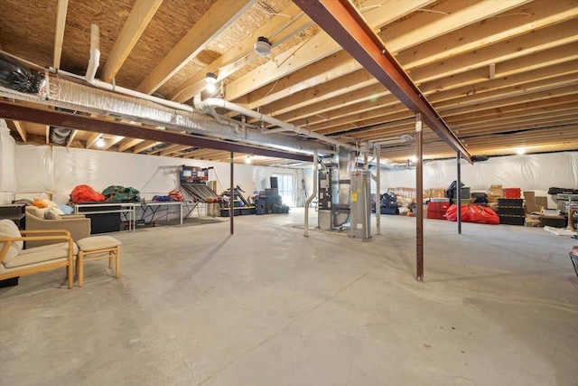 basement featuring water heater