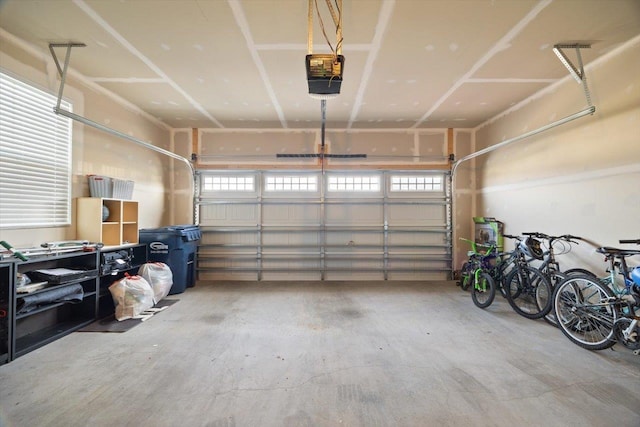 garage with a garage door opener