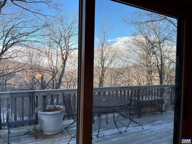 100 N Rock Tree Ln, Wintergreen Resort, VA 22967 - wooden terrace with outdoor dining space
