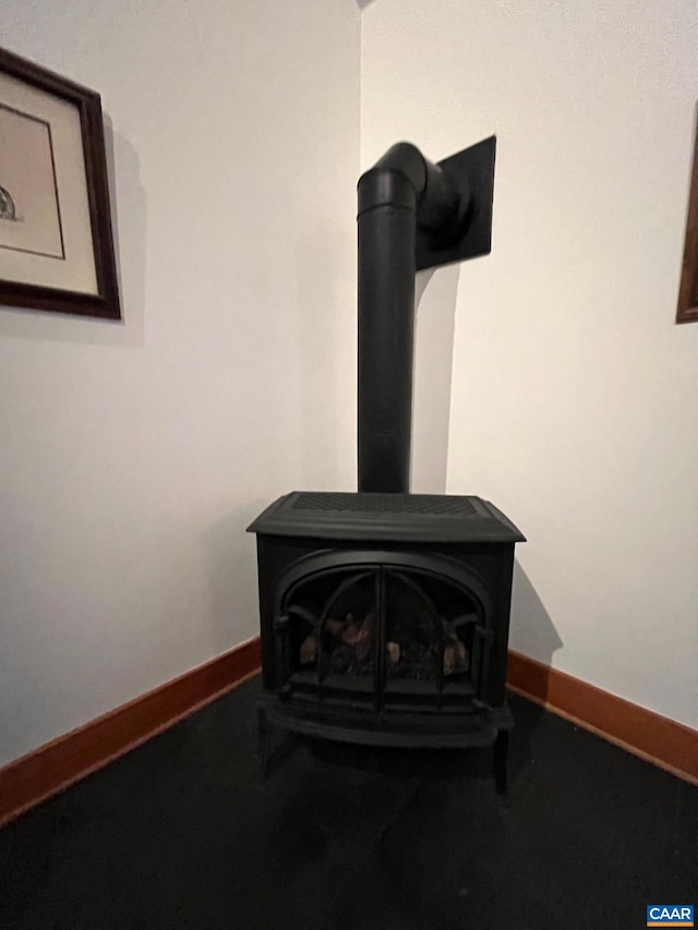 100 N Rock Tree Ln, Wintergreen Resort, VA 22967 - detailed view of a wood stove and baseboards
