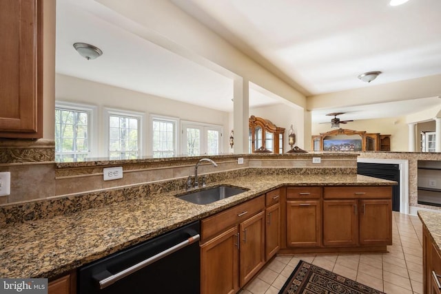 8800 General Griffins Ct, Fredericksburg, VA 22407 - kitchen featuring dishwasher, a sink, light tile patterned flooring, and plenty of natural light