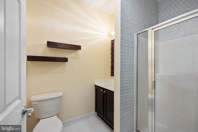 8800 General Griffins Ct, Fredericksburg, VA 22407 - full bath featuring tile patterned flooring, a shower stall, vanity, toilet, and baseboards