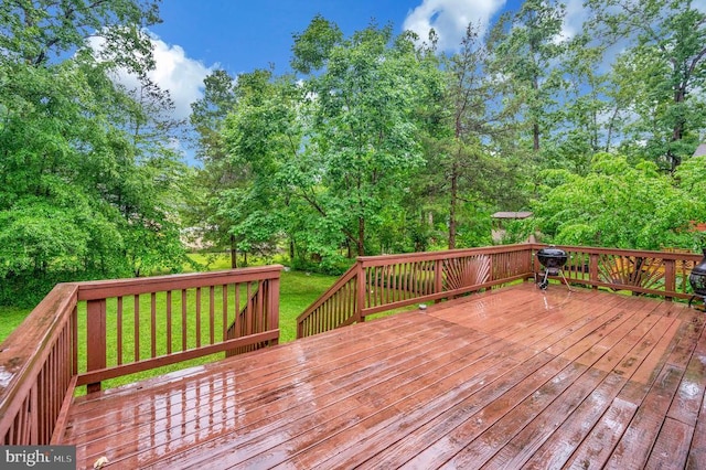 625 Yorktown Blvd, Locust Grove, VA 22508 - deck featuring a grill, a lawn, and view of wooded area