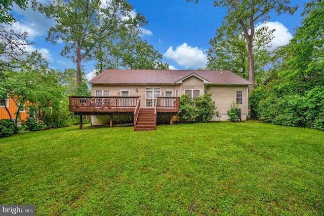 625 Yorktown Blvd, Locust Grove, VA 22508 - rear view of house featuring a wooden deck, a yard, and stairway