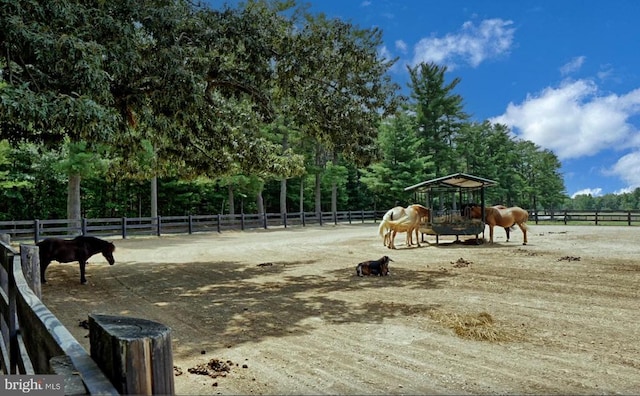 view of play area with a rural view