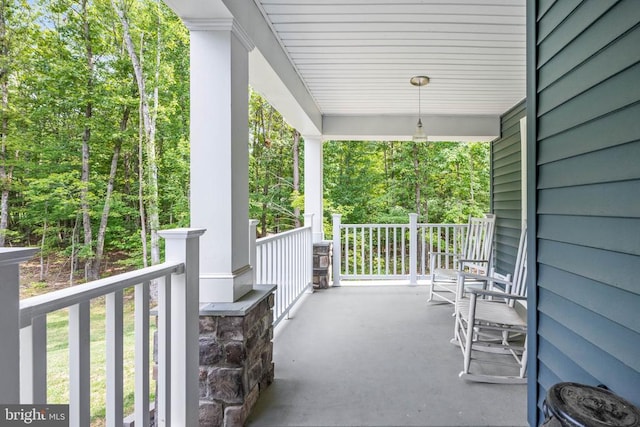 view of patio featuring a porch