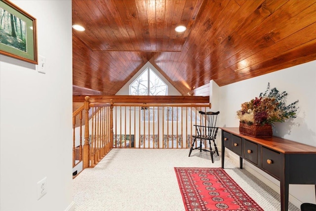 130 Rainier Rd, Mcgaheysville, VA 22840 - sitting room with wooden ceiling, carpet, lofted ceiling, and recessed lighting