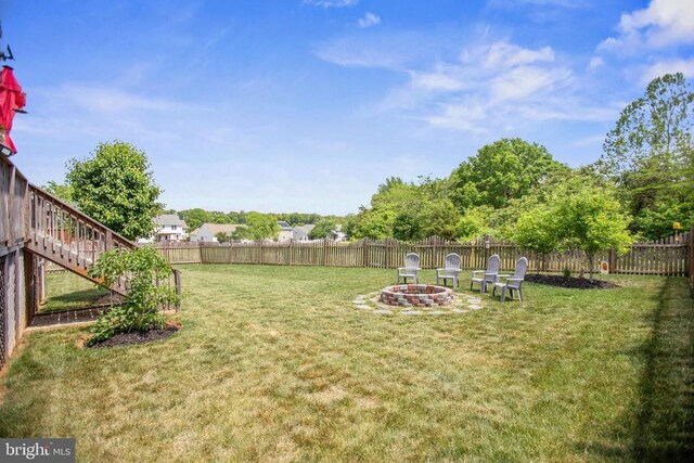 2609 Melissa Ct, Fredericksburg, VA 22408 - view of yard featuring an outdoor fire pit and stairway