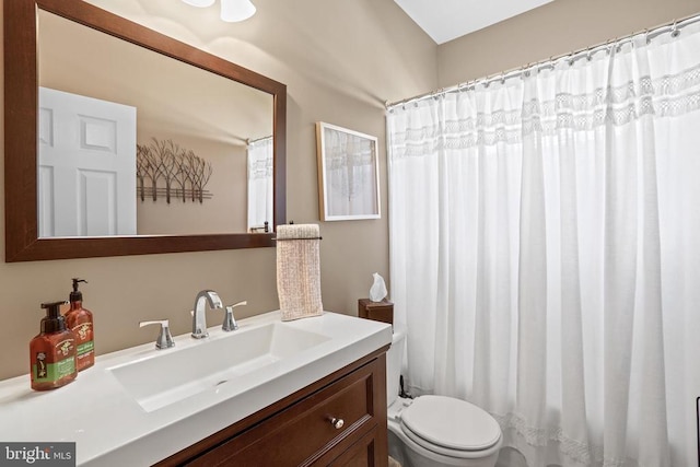 2609 Melissa Ct, Fredericksburg, VA 22408 - bathroom featuring toilet, vanity, and curtained shower