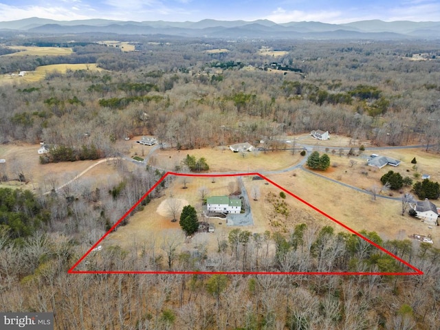 birds eye view of property with a mountain view